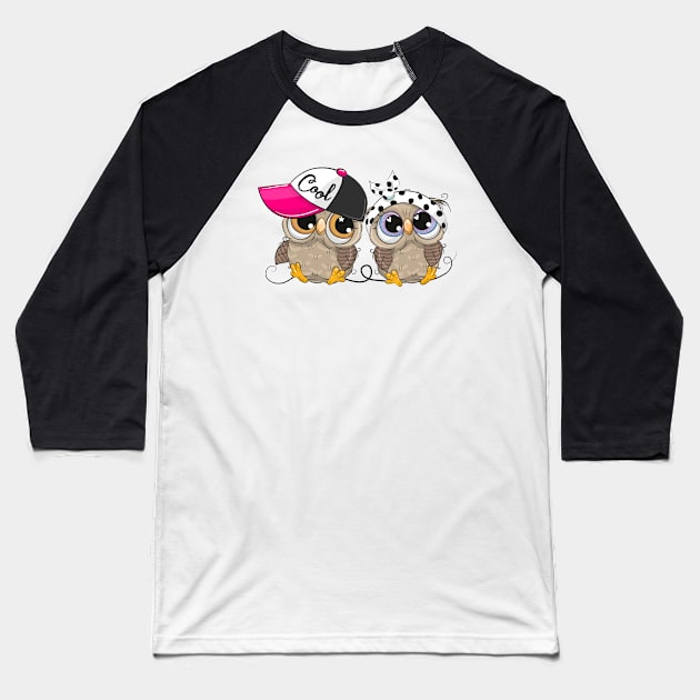 Two cute lovesick owls Baseball T-Shirt by Reginast777